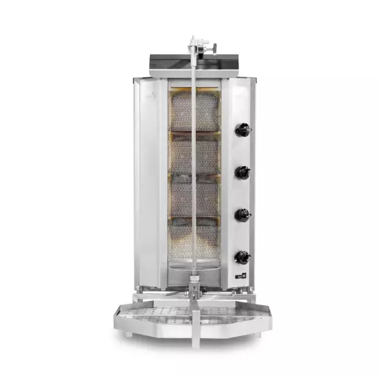 ماكينة شاورما غاز من الفولاذ المقاوم للصدأ بـ 4 مقابض – 70كغ من بوتيس