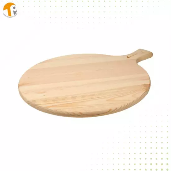 لوح تقطيع بيتزا خشبي بمقبض - دائري من ميسكا - خشبي فاتح