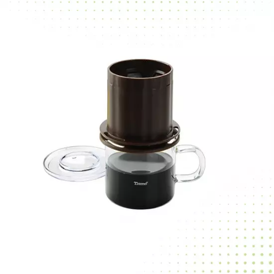 أداة تقطير القهوة مزودة بغطاء ومقبض - 320مل من تيامو - بني