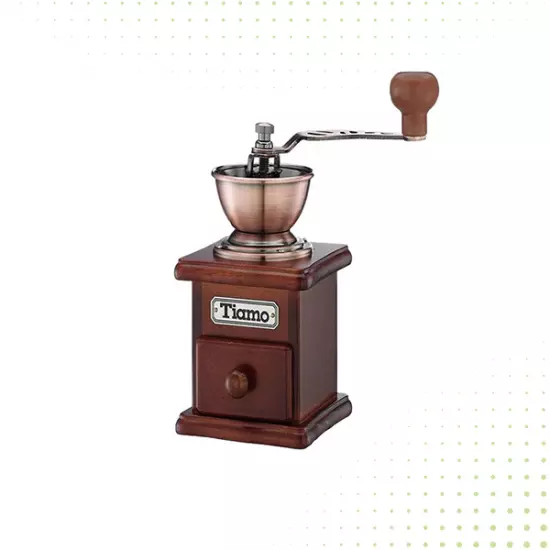 مطحنة حبوب القهوة اليدوية من تيامو - بني