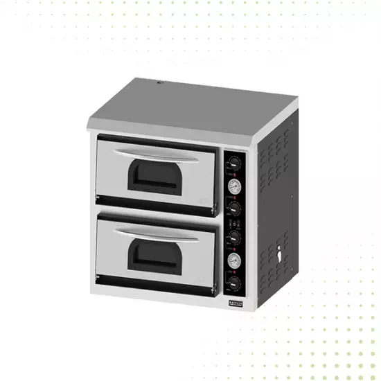 فرن بيتزا من الفولاذ المقاوم للصدأ – رفين يتسع لـ 6 حبات بيتزا 30سم في المرة الواحدة للرف الواحد من ماي فير