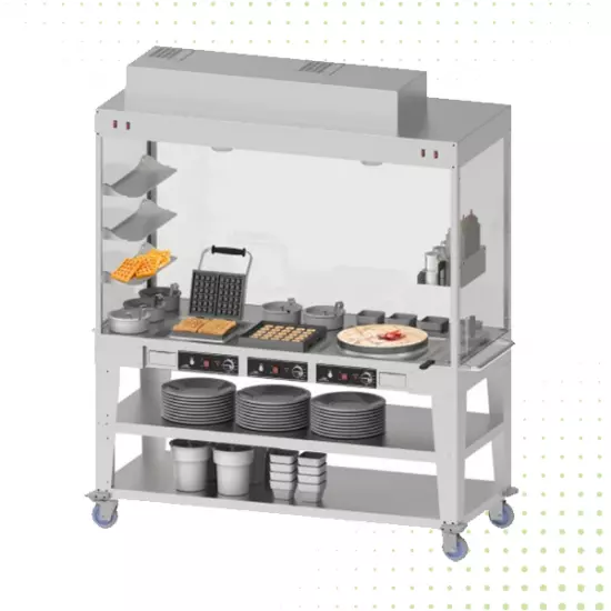 محطة طهي بمعدات وأدوات مُدمجة من فولاذ المقاوم للصدأ مُغطاة من ماي فير