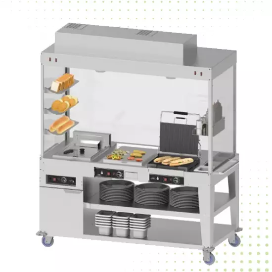 محطة طهي مُغطاة بمعدات وأدوات مُدمجة من فولاذ المقاوم للصدأ من ماي فير