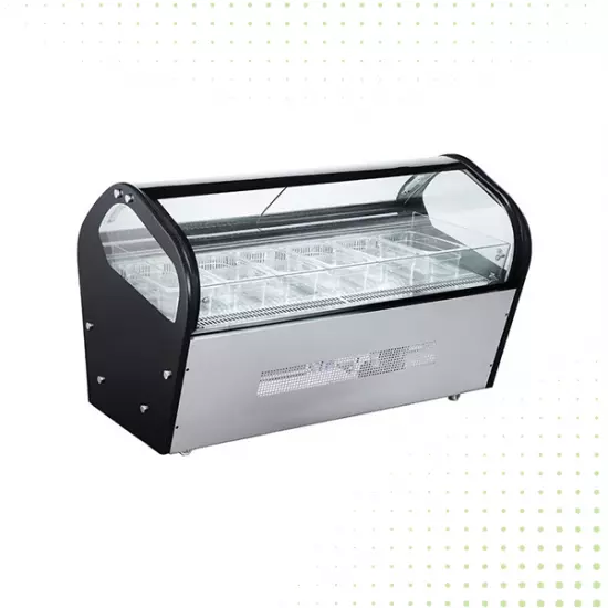 فريزر عرض زجاجي - 6 أوعية سعة 122 لتر من بيوكيت - أسود