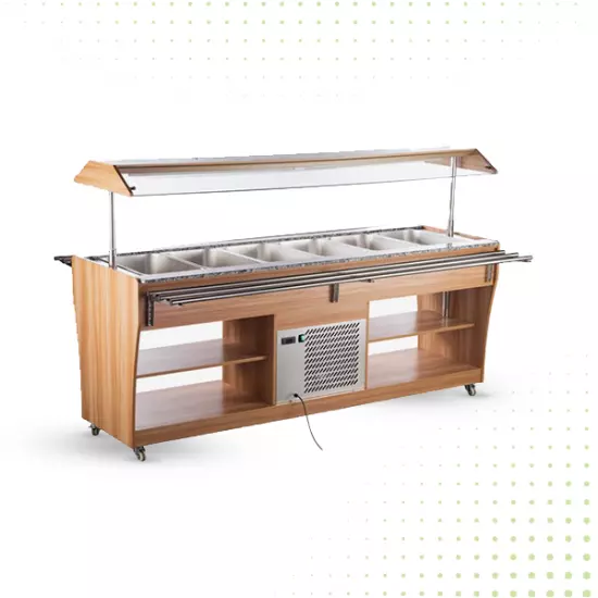 ثلاجة عرض سلطة خشبية 6 أوعية من بيوكيت