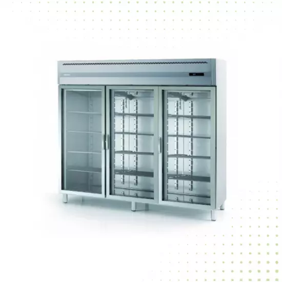 ثلاجة عرض من الفولاذ المقاوم للصدأ 3 أبواب زجاجية  - 1600 لتر من بيوكيت