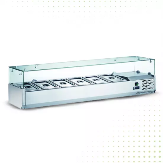 ثلاجة عرض أفقية استانلس ستيل - 150 سم 6 أوعية من بيوكيت