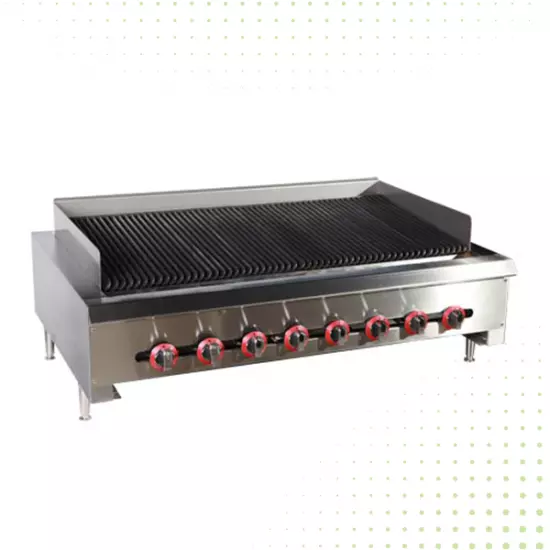 شواية غاز من الفولاذ المقاوم للصدأ مع شبكة طهي علوية - 120 سم  من بيوكيت