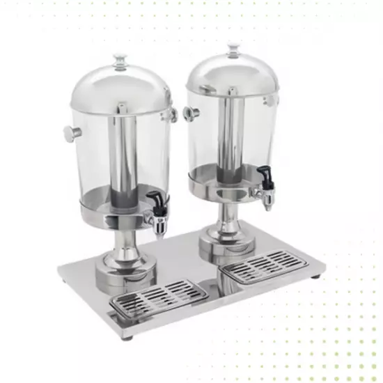 موزع مشروبات بعمود تبريد مركزي - وعائين سعة ٩ لتر لكل وعاء من بيوكيت - فضي